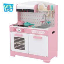 Hot Selling Custom Toddler Pretend Cooking Pretend Role Play Set Kids Wooden Kitchen Toys With Sounds Light for girls